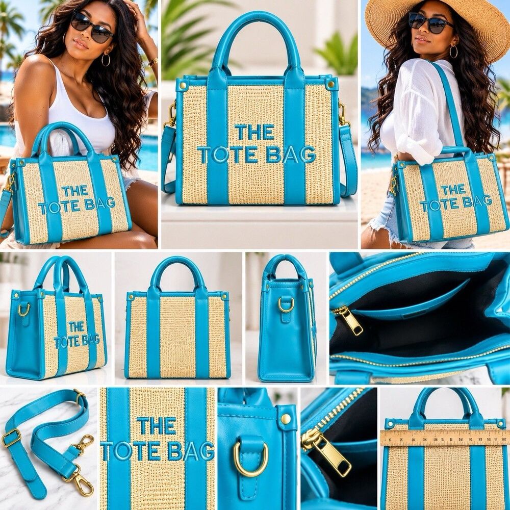 The Tote Woven Straw Bag Woven Satchel Crossbody Shoulder Bag Coastal